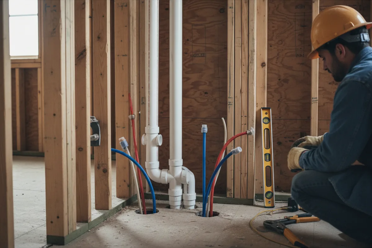 Drain and supply rough-in during Drain Cleaning in Waring