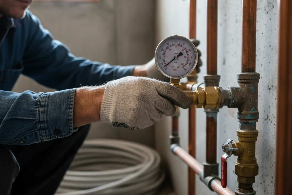 Pressure testing a repaired line during Water Line Repair in Waring