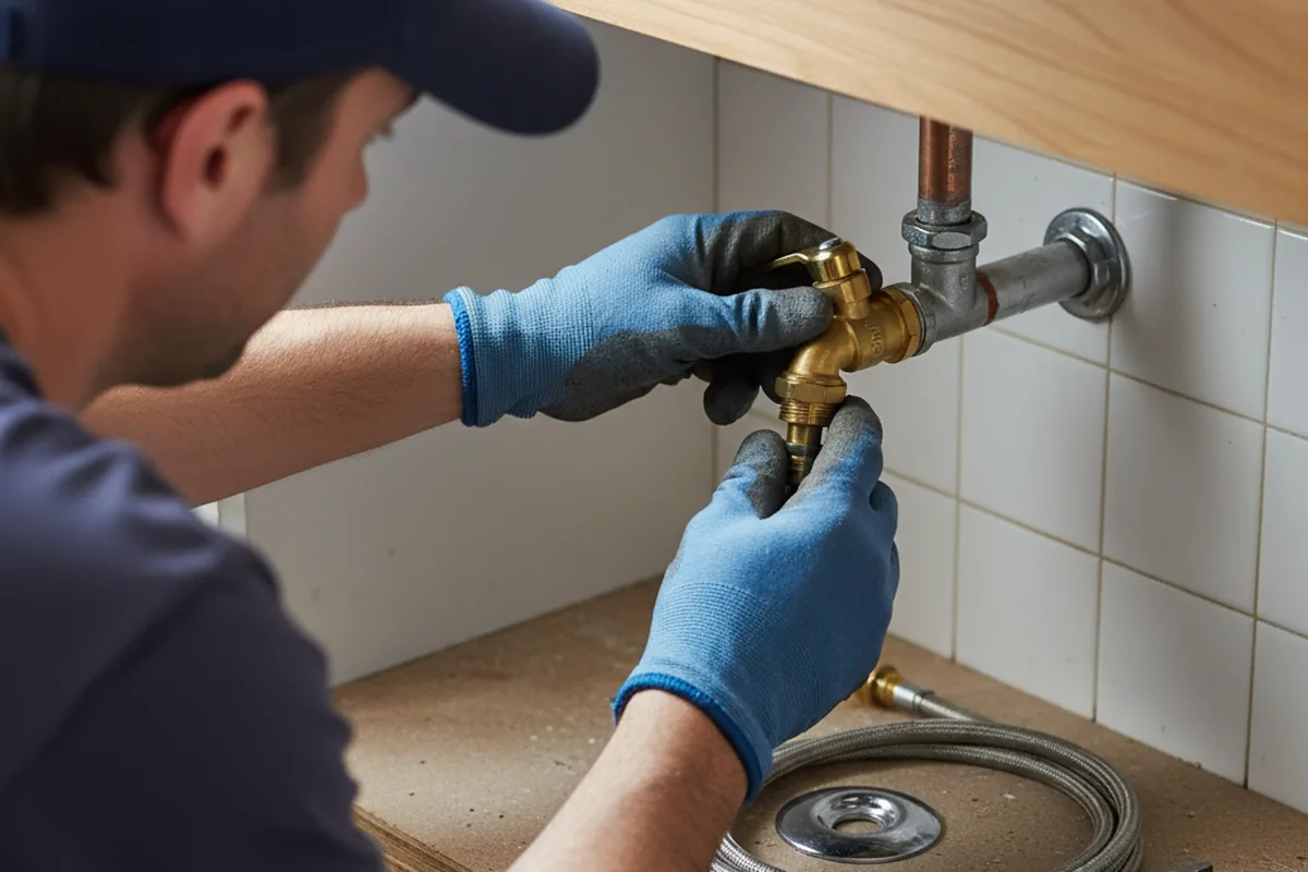 Shutoff valve and fitting work during Emergency Plumbing in Waring
